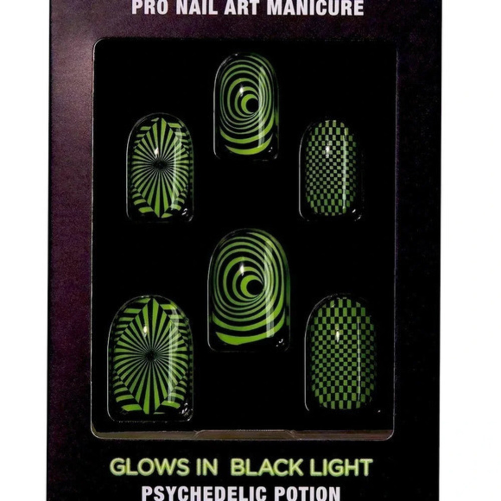 Sinful Colors Claws Psychedelic Potion Press On Nails Glow in Black Light NWT